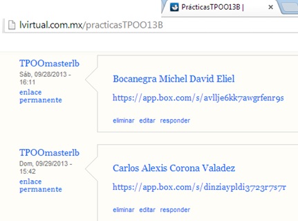 Imagen 1. Url’s de los discos duros virtuales publicados en foros del sitio web del profesor