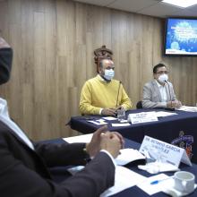 Presídium durante la rueda de prensa