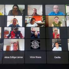 Fotos de los participantes en la charla virtual